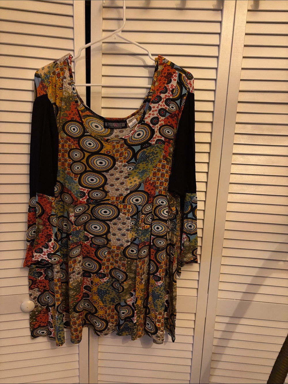 The Pyramid Collection Multicolor Boho Long Sleeve Swing Dress